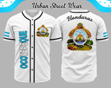 Honduras States Baseball Jersey featuring Oco Tepeque and the national emblem for urban street wear style.