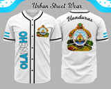 Honduras States Baseball Jersey featuring Olancho, showcasing the state emblem and vibrant design.