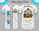 Honduras States Baseball Jersey featuring Santa Bárbara design and coat of arms, perfect for showing pride in Honduras.