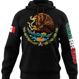 Mexican States Design long sleeve black hoodie