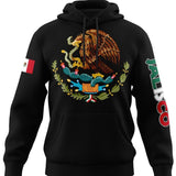 Mexican States Design long sleeve black hoodie