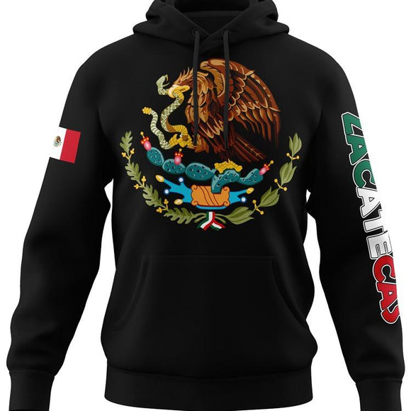 Mexican States Design long sleeve black hoodie