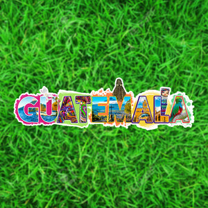 Sticker de Guatemala Con Diseno de Paisajes